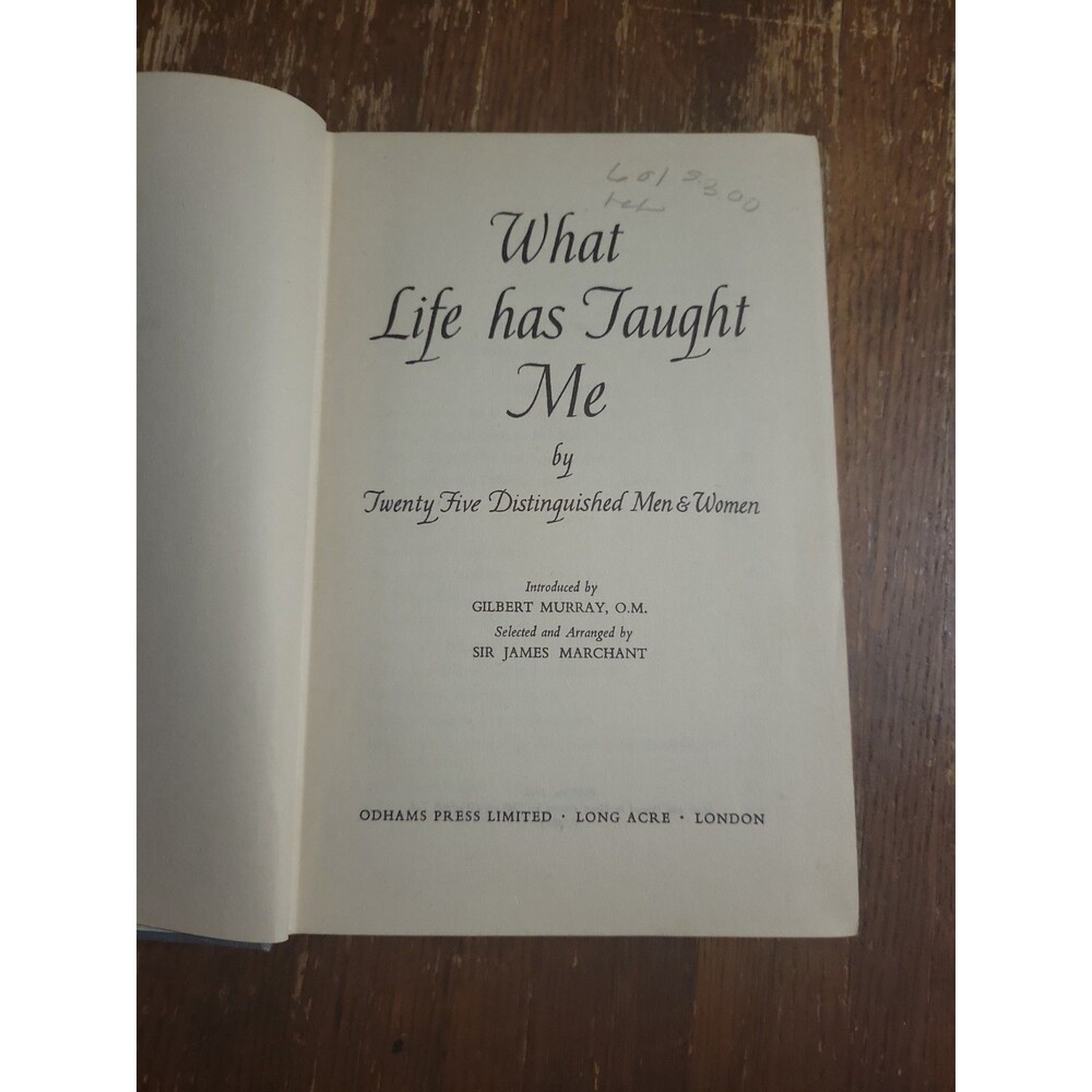 What Life Has Taught Me: By Twenty Five Distinguished Men and Women HB 1948